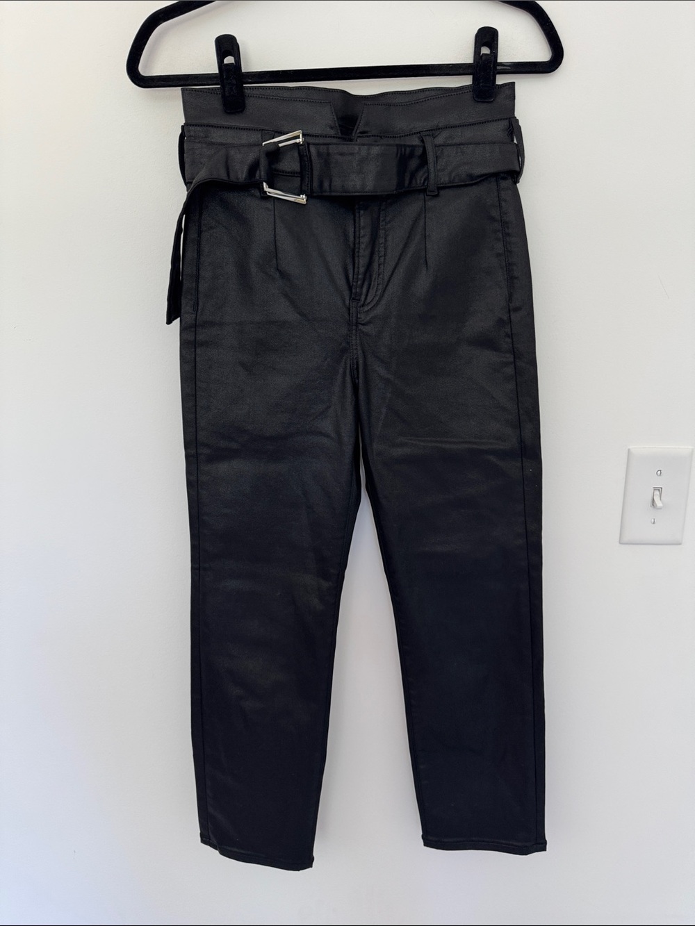 Express Faux Leather Belted Slim Pants - Size 2 Short